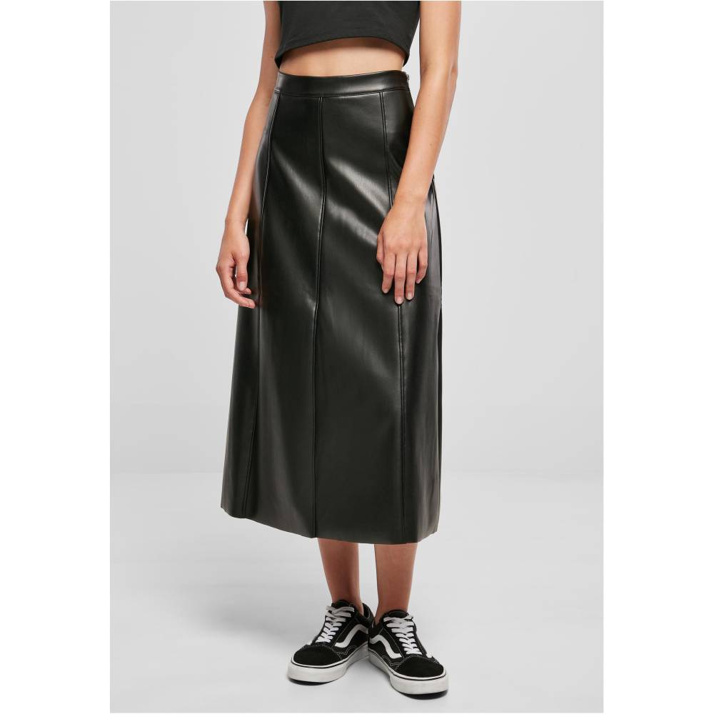 Urban Classics - Synthetic Leather Midi Lange rok - Zwart